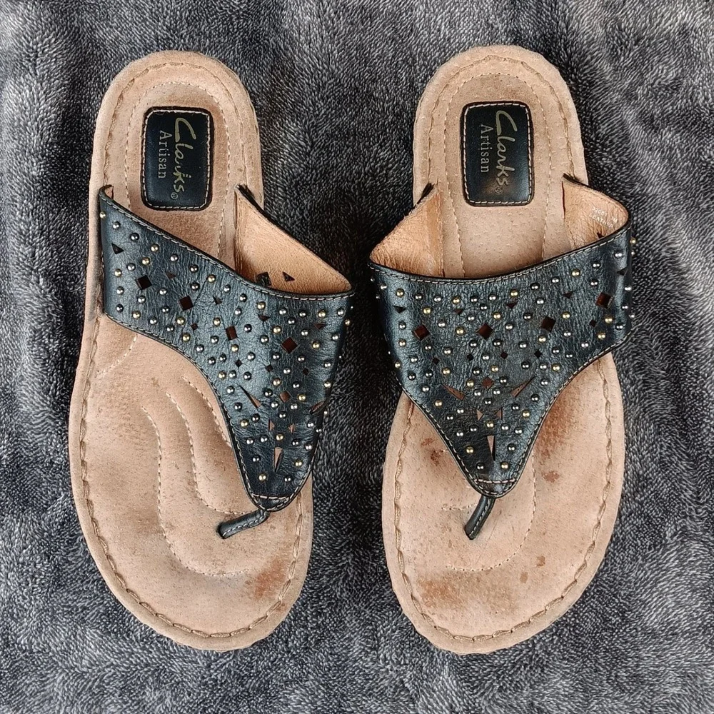 Clarks black studded